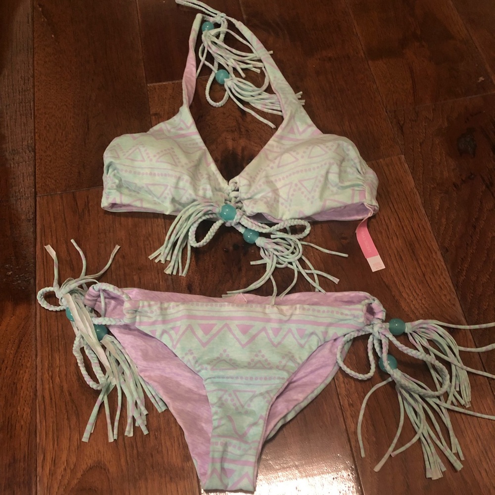 Reversible teal & purple Victoria Secret suite